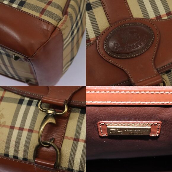 Burberrys Nova Check Boston Bag PVC 2way Beige Auth MX139 - Picture 13 of 15